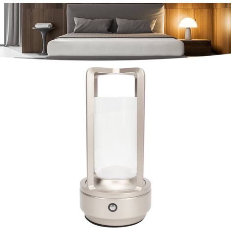 Tragbare kabellose Touch-LED-Schreibtischlampe mit 3 Farbtemperaturen, stufenloser Helligkeitsregelung, wiederaufladbar, Nachttischlampe, Möbellampe, Esstischlampe, silberfarben. (1/5)