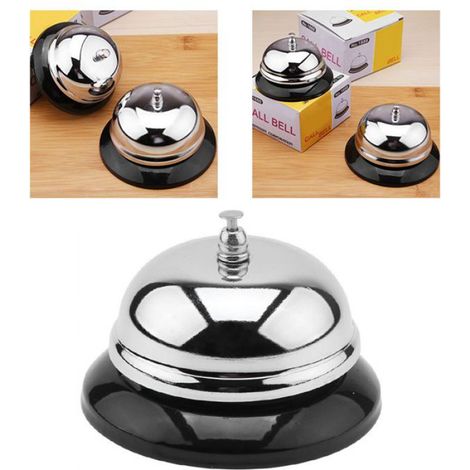 Cloche de service - Antirouille - Métallique - Son clair - 10x10x6,5 cm - 160 g (1/5)
