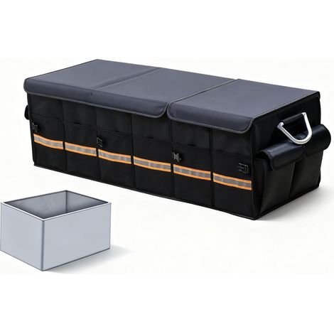 Rangement Coffre de Voiture Organisateur Coffre Voiture Pliable Organisateur de Caisse Rangement avec Multi Compartiments Couvercle (1/5)