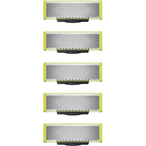 Lot de 5 lames de rechange compatibles OneBlade, pour rasoir‑tondeuse électrique, en acier inoxydable résistant, pour tailler, styliser et raser (1/5)