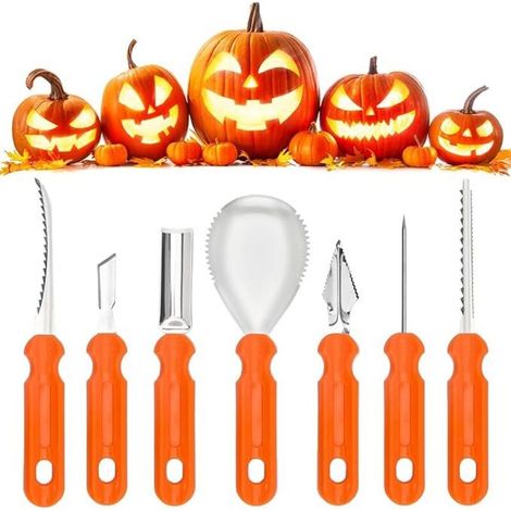 CCYKXA Halloween Pumpkin Carving Kit 7 Pieces Halloween Pumpkin Kit Stainless Steel Pumpkin Carving Tools Professional Carving Kit for Adults and Kids DIY Halloween (1/5)