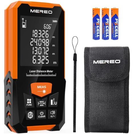 Laser Measure 165Ft/50M Digital Distance Meter, Electronic Level, Backlit LCD, M/in/Ft Units, Measures Distance, Area, Volume , Includes Storage Bag (1/5)