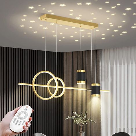 Suspension moderne à LED pour table de salle à manger,Variateur de lumière pour salle de séjour Lampe à suspendre,Réglable pour salle à manger Ilot de cuisine Salon (1/5)