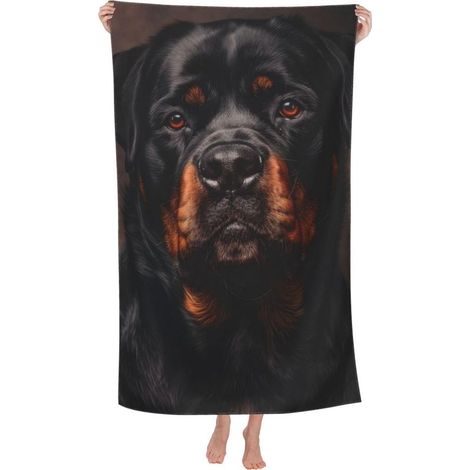 Serviette de Plage en Microfibre Ultra-Fine Motif Rottweiler, Serviette de Piscine Légère à Séchage Rapide, Anti-Sable, Douce et Absorbante, Idéale pour Voyage, Plage, Piscine et Cadeau (1/5)