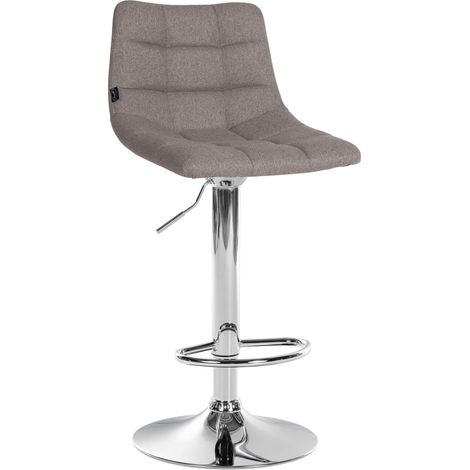 Sgabello da bar moderno x1 in tessuto trapuntato grigio con base a tromba in metallo cromato 100005855