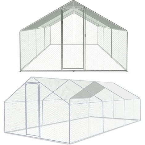 Randaco Corral para pollos 18 m² malla metálica 6x3 M acero galvanizado Corral para animales Pajarera de acero galvanizado