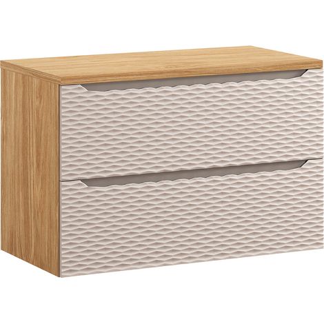 Mueble bajo lavabo 90cm encimera Elora Beige y madera (1/4)