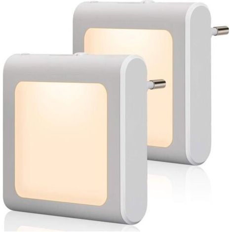ALLIANDISVeilleuse avec capteur crépusculaire, 2 pièces Luminosité Réglable à l'infini Très bon pour chambre d'enfant, escalier, chambre à coucher, cuisine, lampe d'orientation, blanc chaud (1/5)