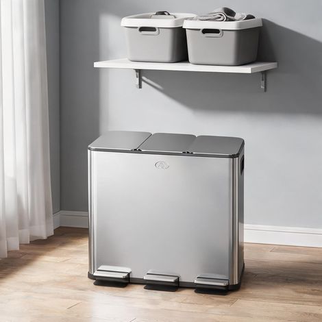 Poubelle argent en acier inoxydable 61,9 x 36,6 x 56,7 cm (1/5)