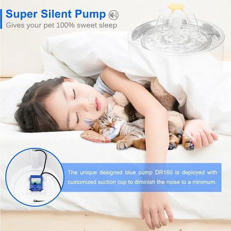 Bebedero para gatos,Dispensador de agua,2,4 L,Apagado automático por falta de agua,Fuente de agua para mascotas,Acero inoxidable (1/4)