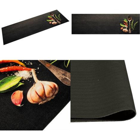 Küchenteppich Waschbar Gewürze 45x150 cm Samt - Küchenläufer - Samt - PVC - Rutschfest - Maschinenwäsche - Home & Living
