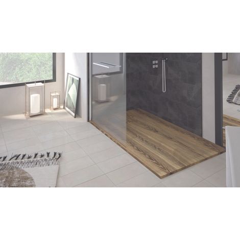ONDEE - Plato de ducha NOLA 3 - Puede cortarse - 90x200x3cm - Resina - Nogal (1/5)