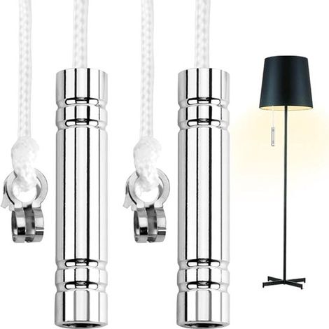 2er-Pack Badezimmer-Lichtschalter mit Zugschnur (1,5 m, silber), universelle Metallzugkette für Ventilatoren und Jalousien. (1/5)