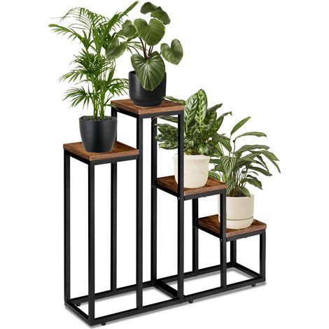 Soporte para macetas de pie de roble negro envejecido de Pallen (1/5)