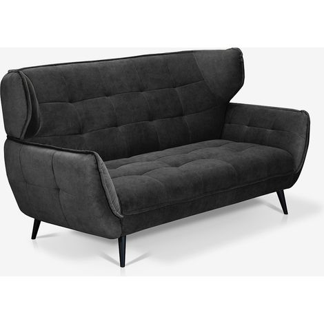 Design-Zweisitzer aus Samtstoff im Chesterfield-Stil Vaaru - Anthrazit (1/5)