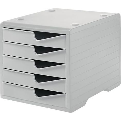 Caja  de  archivo  5  cajones  gris/gris  poliestireno  H255xAn270xPr340mm  STYRO (1/2)