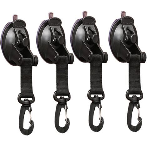 Lot de 4 Ancrage à Ventouse Ventouse Fixation avec Crochet Multifonction Ventouse pour Tentes Latéral de Voiture Crochet à Ventouse pour Voiture Ventouse avec Fixation du Crochet d'Arrimage