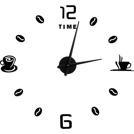 Horloge Murale Moderne Sans Cadre Autocollant Miroir Grand Format pour Décor Bureau Salon