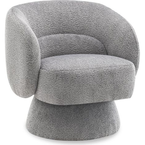 Sillón giratorio "Franklin" de rizo - 74 x 75 x 75 cm - Gris