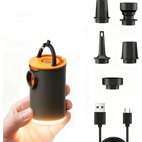 Gonfleur Électrique Rechargeable,Pompe a Air Electrique Gonflable et Dégonflé avec 6 Buses,4 Modes d’Éclairage,pour Matelas Pneumatique, Matelas Gonflables, Pataugeoire,Anneau de Natation (1/5)
