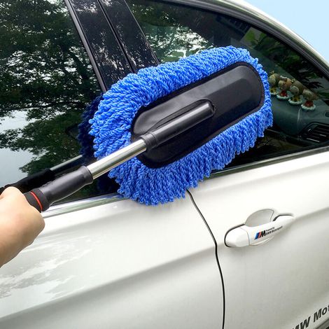 Balai Éponge Microfibre Retractable sans Rayures, Lavage Auto et Multifonction Bleu, Grande Surface et Doux, 450g (1/3)