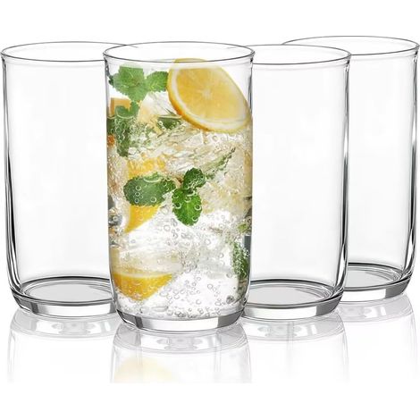 Set de Verres Highball 4 pièces, Verres Collins à Boire en Plastique PET Clair Hauts 420ml, Tasses à Eau Réutilisables, Vaisselle de Bar Tumbler pour Boissons, Bière, Jus, Lait, Mojito (1/5)