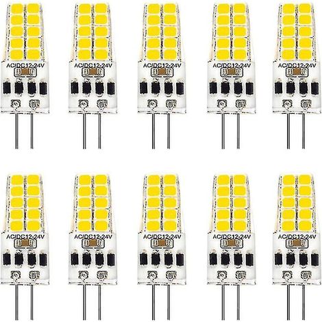 Filiyano-Lot de 10 ampoules LED G4 AC/DC 12V-24V 3W, 20 LED, angle de diffusion de 360°, remplace les ampoules halogènes de 30W. (1/5)