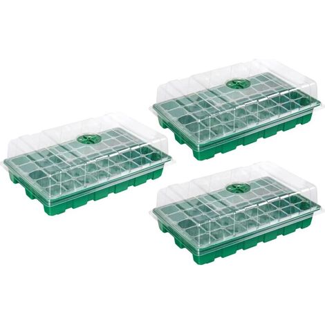 (AE2013) 3 plateaux de semis, propagateur à 40 alvéoles pour la croissance et l'épaississement des semis, avec couvercle transparent, pour serre et jardin. (1/3)