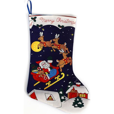 Calcetín Navideño - Para Rellenar con Regalos y Dulces - Con Cordel para Colgar - Ideal para Árbol de Navidad y Chimenea - Unidad (1/5)