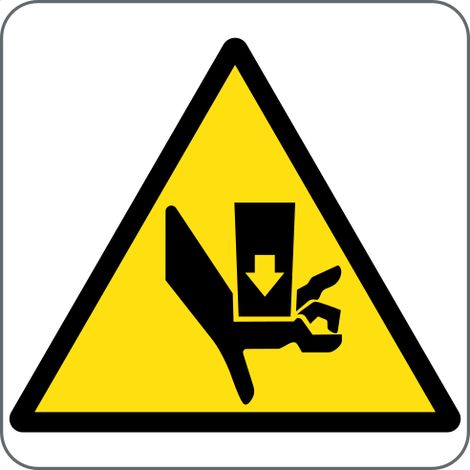 Panneau danger écrasement des mains ISO 7010 W024 adhésif PVC - Taille: 60x60mm - Materiel: PVC adhesive