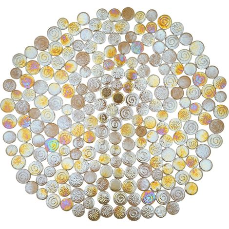 Carreaux de mosaïque en céramique irisés ronds de 0,5 kg, à faire soi-même pour salle de bain, cuisine, salon et jardin (champagne) (1/5)