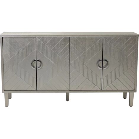 Buffet 4 portes de rangement en MDF, finition champagne, pieds en bois de pin, style contemporain, pour salon, chambre ou cuisine CHICFURN et pratique (1/5)