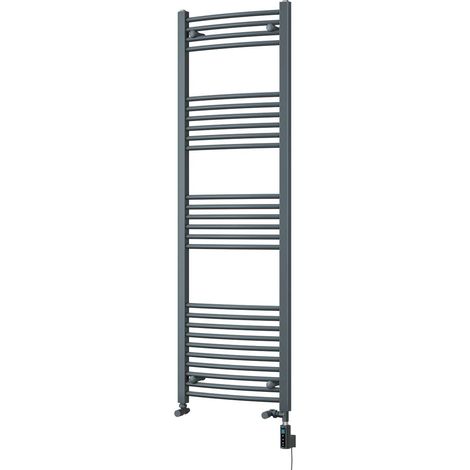 Zennor - Anthracite Dual Fuel Towel Rail H1600mm x W500mm Thermostatic WIFI - Curved (1/3)