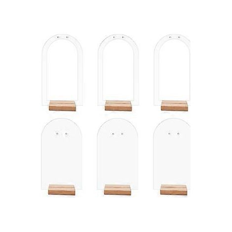6-teiliger Ohrringständer aus Acryl, Schmuck-Einzelhandelshalter, Bogen-Ohrringhalterständer aus Acryl mit Holzsockel