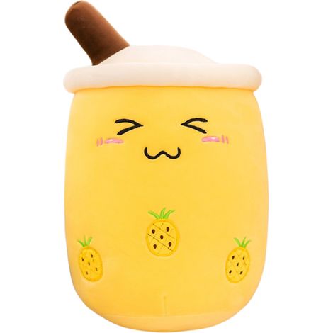 Peluche boba tea coussin couleur jaune, format 35 cm, décoration et câlin (1/4)