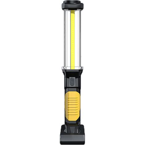 Lampe Mecanicien 1500 Lumens Sans fil [Classe A+++], Lampe de Travail Rechargeable COB avec Base Magnétique/Crochet - Baladeuse LED Puissante pour Garage, Jaune