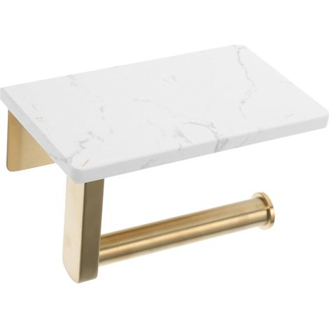 Porte-Papier Toilette Mural Acier Inoxydable avec Étagère Dorée Support Pratique pour Papier et Accessoires Installation Simple pour Salle de Bain et WC (1/5)