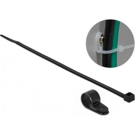 18870 - MOUNTING CLAMP 12,7 MM WITH CABLE TIE L 200 X W 4.8 MM BLACK DELOCK