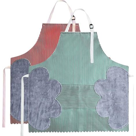 Lot de 2 tabliers de cuisine imperméables ajustables avec grandes poches, pour cuisinier, barbecue et jardinage (1/5)