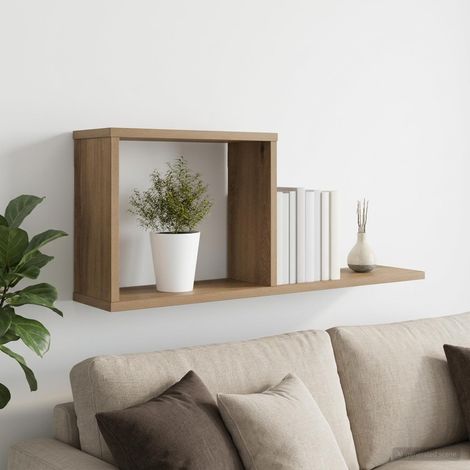 Étagère flottante murale en bois d’ingénierie chêne artisanal 80 x 15 x 30 cm - PANGIVO (1/5)