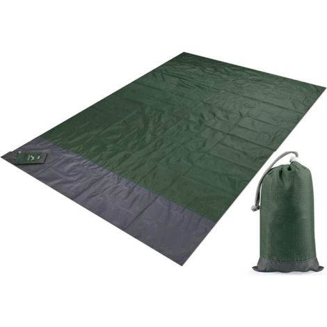 Beach Blanket Mat  Extra Large 210 x 200cm Water Resistant Sand Proof Picnic Blanket with 4 Stakes for 4-6 Adults  Summer Essentials Outdoor Blanket for Travel Camping Hiking Picnic (Green)
