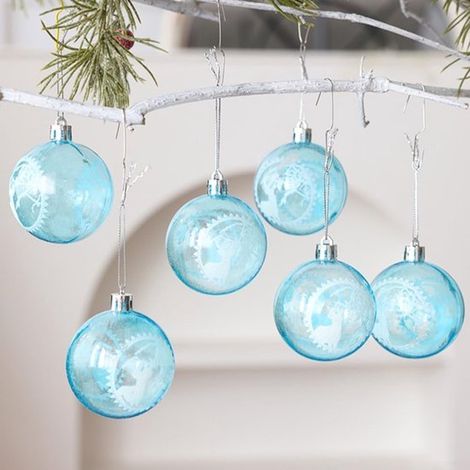 Elch-Weihnachtskugeln aus durchsichtigem Kunststoff transparente farbige Kugeln für den Weihnachtsbaum mit himmelblauer Kunststoffoberfläche für (1/4)