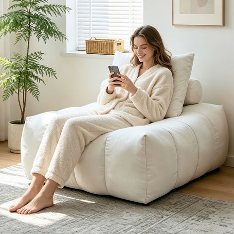 Canapé pouf de sol – Siège confortable garnissage mousse haute densité – Confort enveloppant – Aucun assemblage requis – Idéal pour salon, chambre et bureau (1/5)