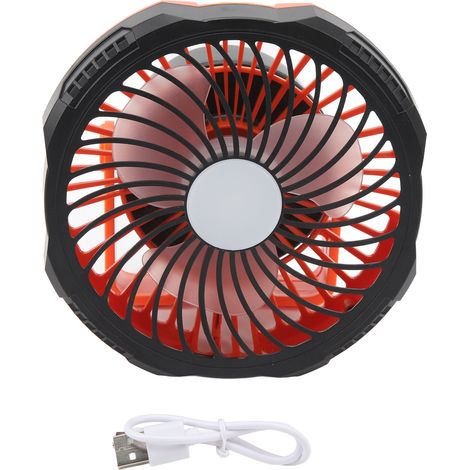 Tragbarer Campingventilator mit drei Flügeln, 4 Windgeschwindigkeiten, einstellbare LED-Beleuchtung für Zelte im Freien