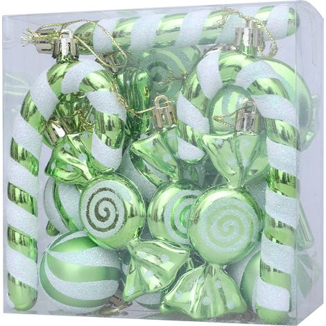 18-teiliges Weihnachtsschmuckset – Grün (einschließlich Christbaumkugeln und Hängedekorationen) (1/4)