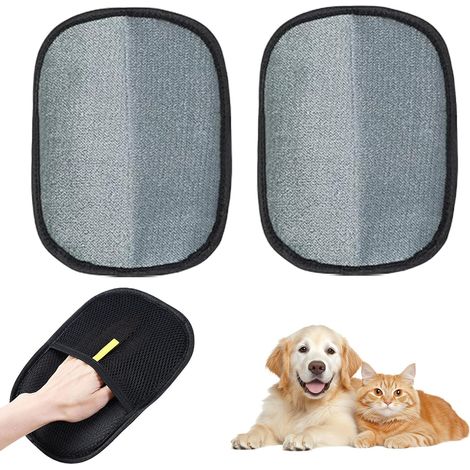 2Pcs Gants antistatiques pour Animaux de Compagnie, Gants de toilettage réutilisables à Double Face pour Chien, Chat, vêtements, Moquette (1/5)