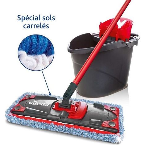 Set serpillière et seau Vileda microfibre coton manche télescopique