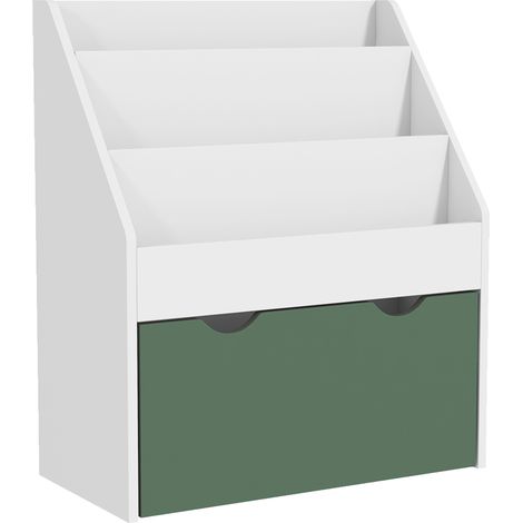 Bibliothèque enfant multi-rangement 3 étagères + tiroir, 62,5 x 30 x 70 cm, vert (1/5)