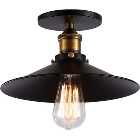 SABIR – Plafonnier industriel noir en métal – Luminaire E27 60W – Tension AC 220V-240V – Pour décoration intérieure moderne – Installation facile (1/5)