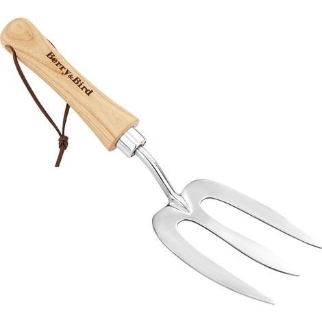 Garden Hand Fork Stainless Steel Garden Fork with Ergonomic Ash Wood Handle for Weeding, Digging, Planting and Growing (1/5)